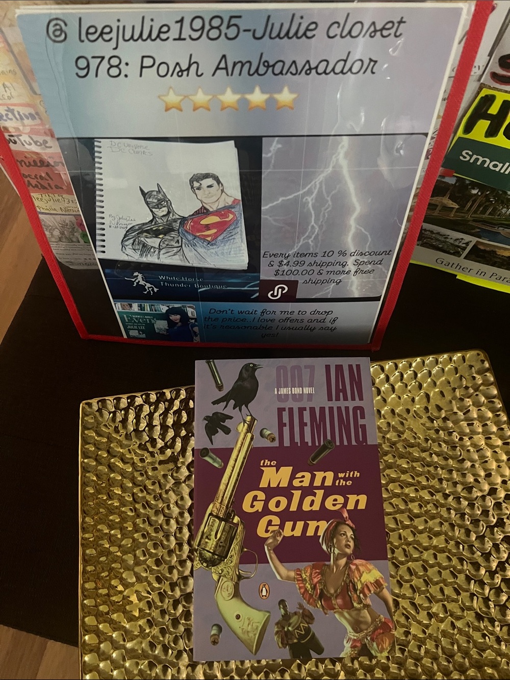 #2868**Ian Fleming "The Man with the Golden Gun" Paperback - Purple & Gold Cover - Picture 4 of 6